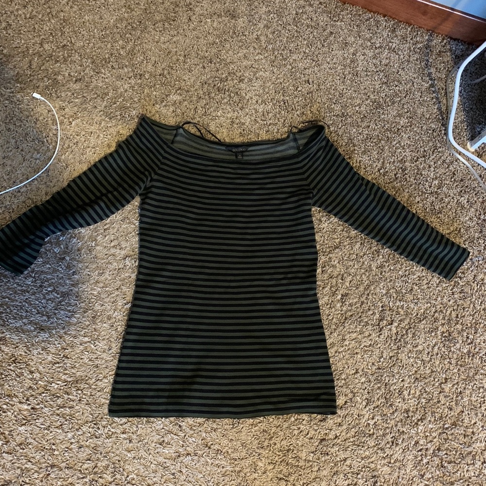 Green and black off the shoulder shirt